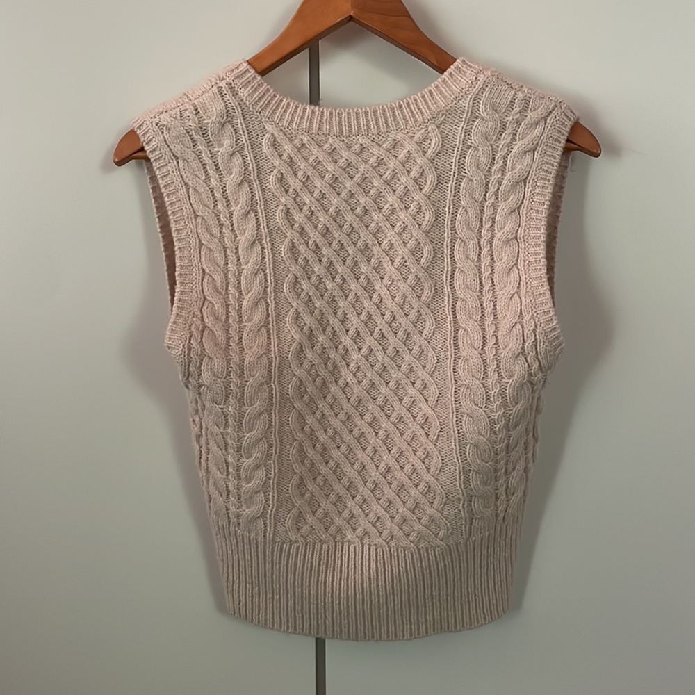 rag & bone wool blend cable knit beige vest, size M - Picture 6 of 7